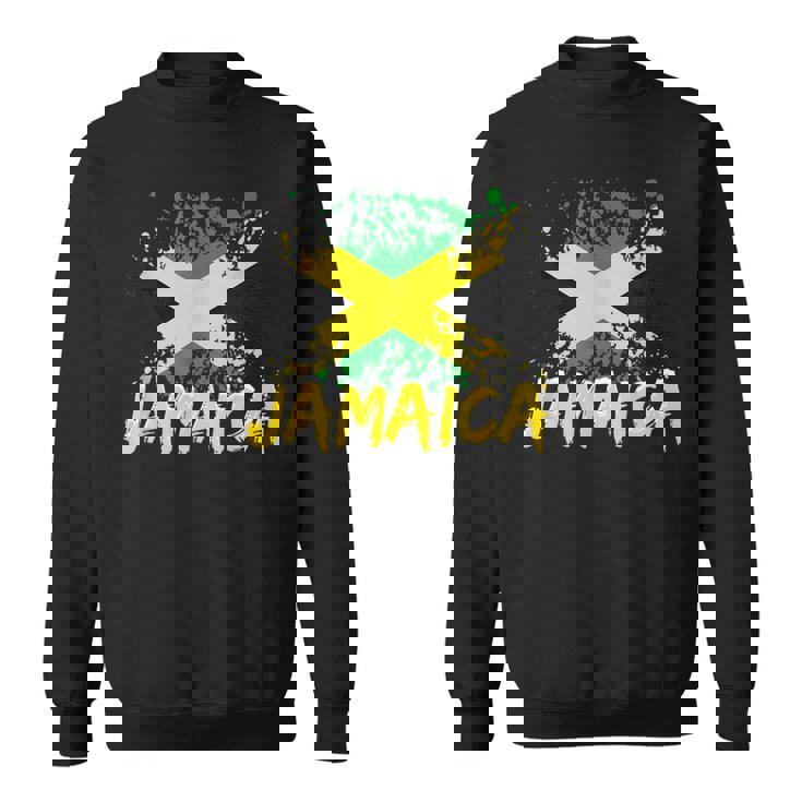 Jamaica Retro Vintage Watercolors Sport Jamaican Flag Sweatshirt