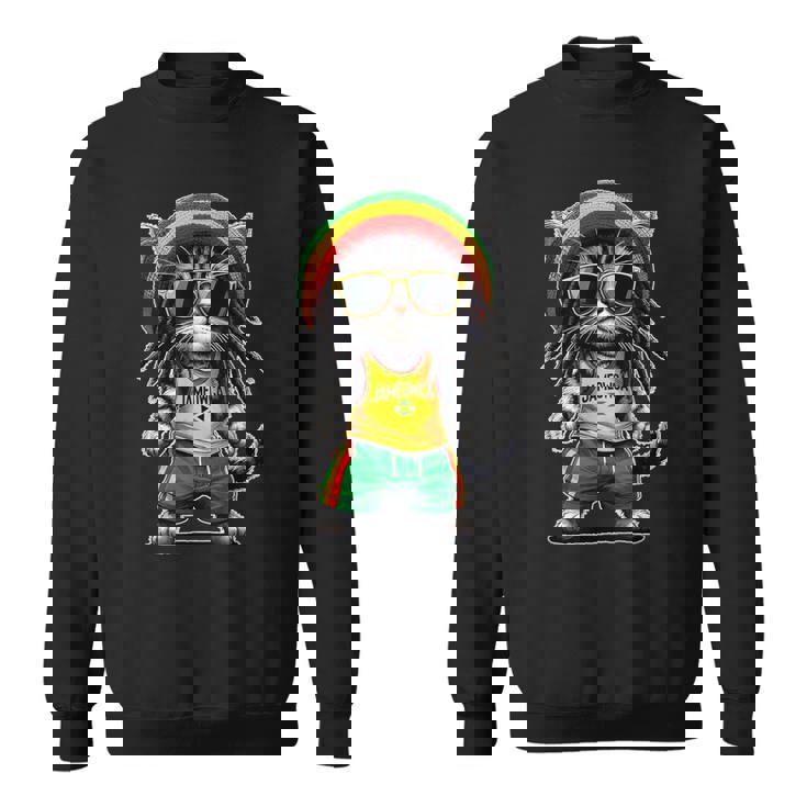 Jameowca クールで面白いジャマイカン ラスタ レゲエ キャット スウェットシャツ