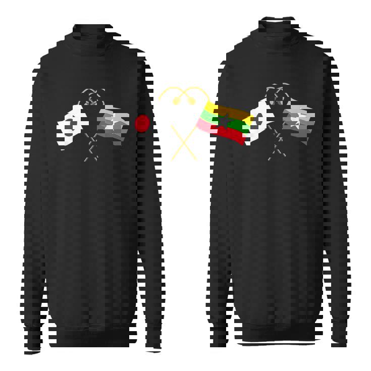 Japanese Flag Myanmar Flag ミャンマー遺産 ミャンマーのルーツ 日本の国旗 ミャンマーの国旗 スウェットシャツ