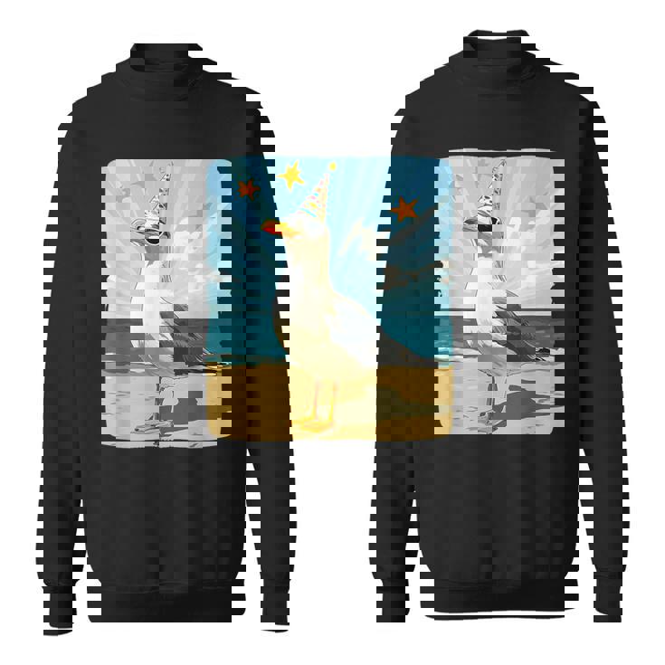 Jolie Mouette Avec Chapeau De Fête Pour Faire La Fête Des Mouettes Sweater e