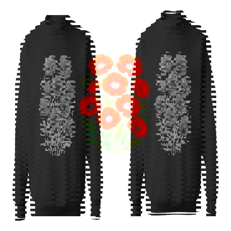Jolies Fleurs Coquelicots Rouges En Pleine Floraison Formes Blanches Mania Sweater e
