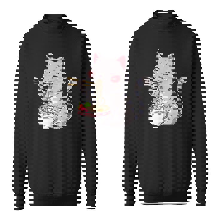 Kawaii Ramen Cat Neko Cute Anime Noodle Lover スウェットシャツ