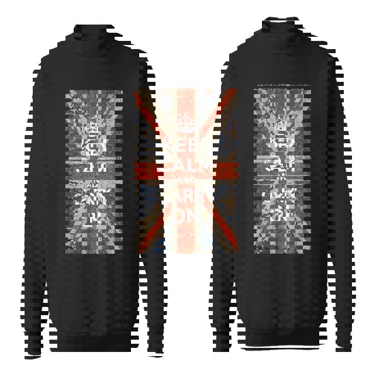 Keep Calm And Carry On Uk Flag スウェットシャツ