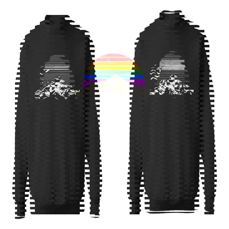 Lgbtq レインボー 山 サンセット ヴィンテージ スウェットシャツ