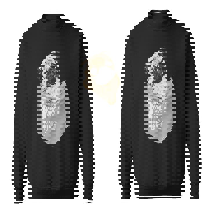 Love Pugs かっこいいポケットパグ ペット 犬 グラフィックデザイン スウェットシャツ