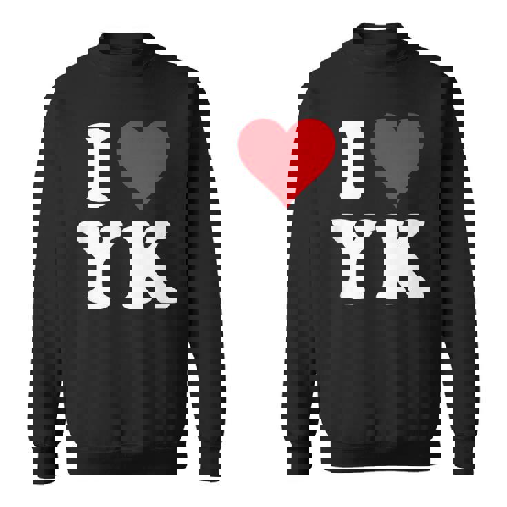 I Love Yk Initials I Heart YK First Last Name Y K スウェットシャツ
