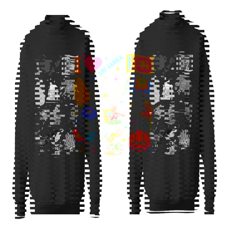 I Loveri Lanka 手描きのスリランカのランドマーク、旗、地図 スウェットシャツ