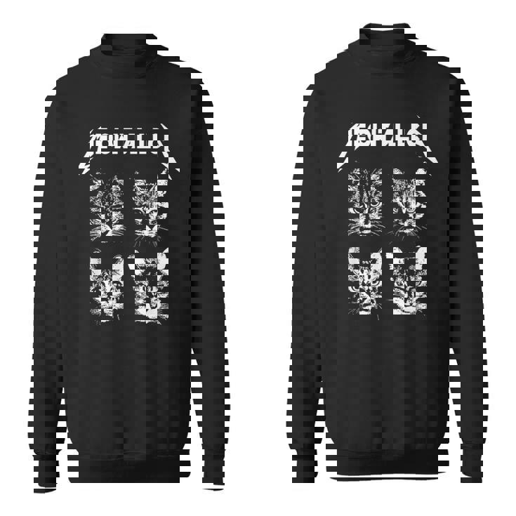 Meowtallica ブラック ホワイト 面白い パロディバンド 猫 子猫 恋人 スウェットシャツ