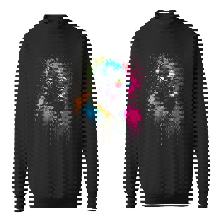 Monkey Dj Avec Écouteurs Et Lunettes Deoleil Gorilla Musik Sweater e