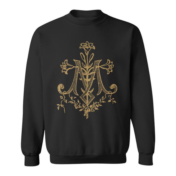 Monogrammeintageierge Marie Auspice Maria Catholique Sweater e