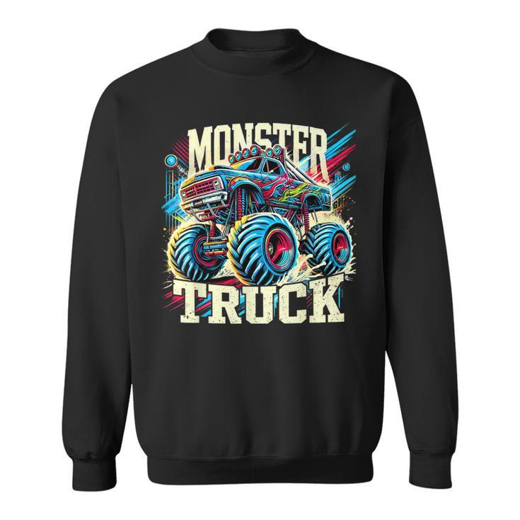 Monster Truck Retro Colorido Camiones Amante Niño Adolescente Adulto Camisa de entrenamiento