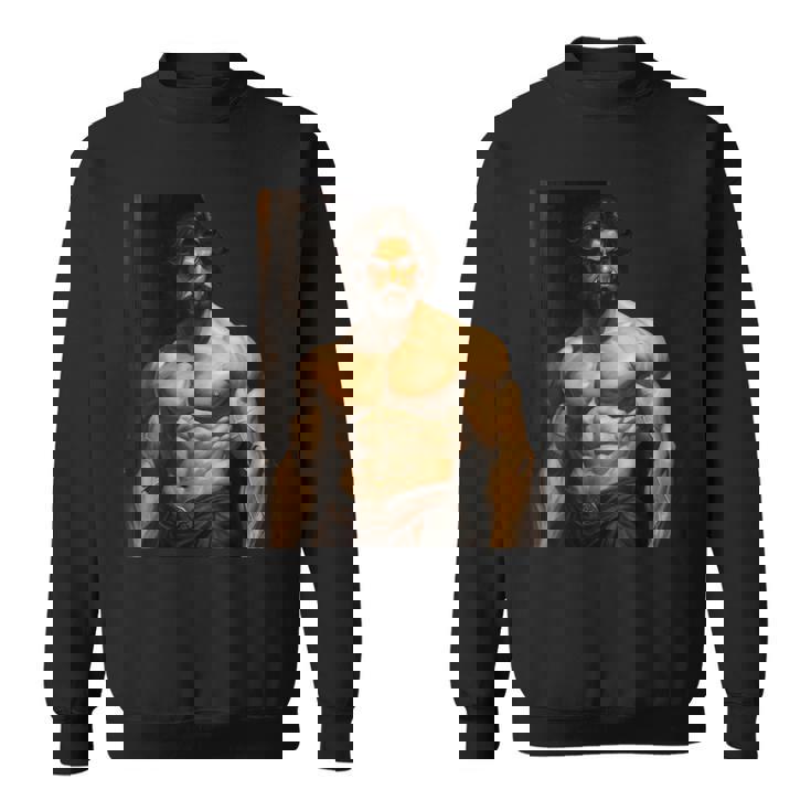 Muscle Man Bodybuilder Gay Daddy Classic Oil Paintingtyle スウェットシャツ