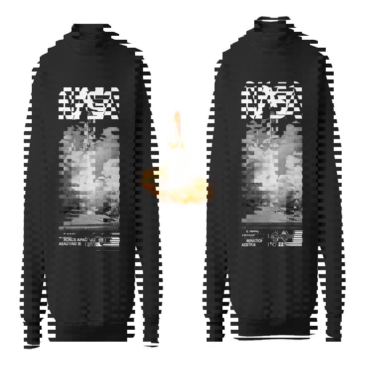 Nasa スペースシャトル打ち上げカラーの黒と白のワームロゴ スウェットシャツ