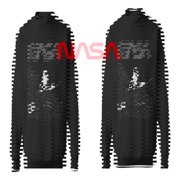 Nasaの宇宙飛行士の掃除機の星のワームのロゴが面白い スウェットシャツ