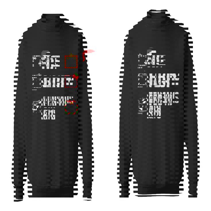 Nice Naughty Depends Who's Asking クリスマスリスト サンタ クリスマス スウェットシャツ