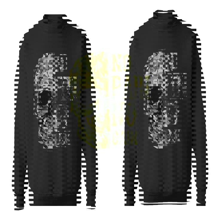 No Pain No Gain- メンズ スカル マインドセット モチベーションジム スウェットシャツ