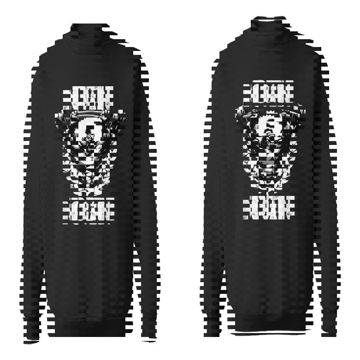 No Pain No Gain ウェイトリフティング ワークアウト ジム 引用 ジム フィットネス スウェットシャツ