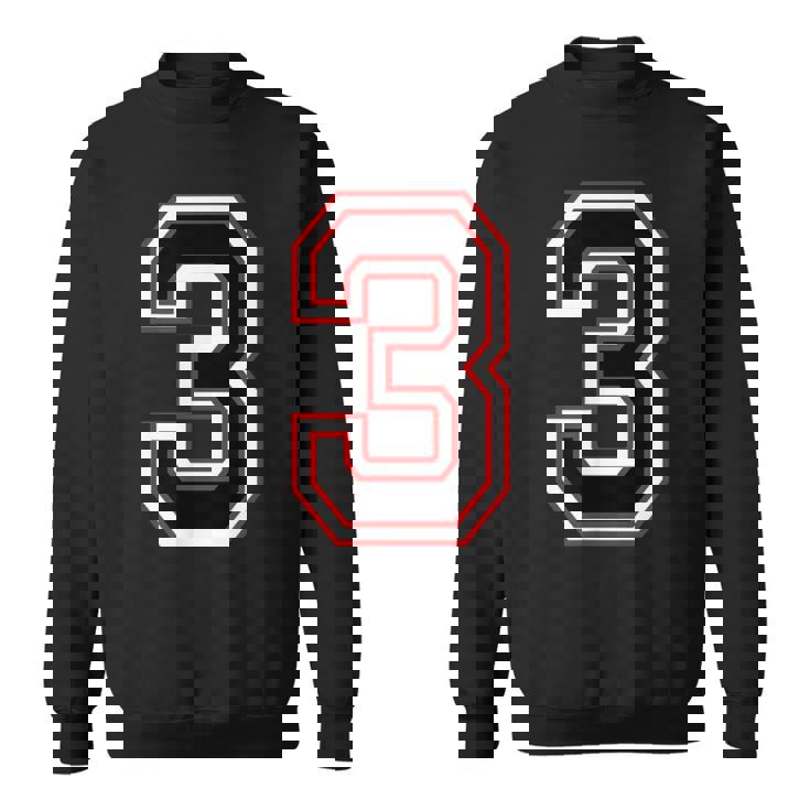 Number Numero Nummer 3 Three 3番 スウェットシャツ