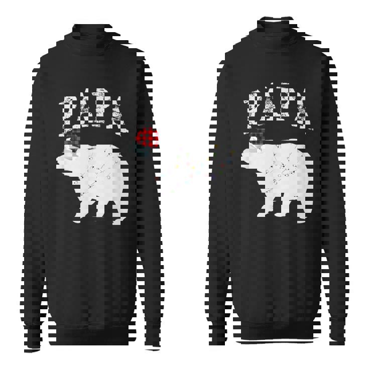 Papa Bear Xmas Buffalo Plaid Lights Matching Family Pajama スウェットシャツ