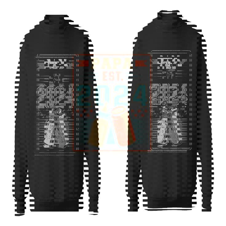 Papa Est 2024 初めてのパパ 父の日 新しい父親の父性 スウェットシャツ