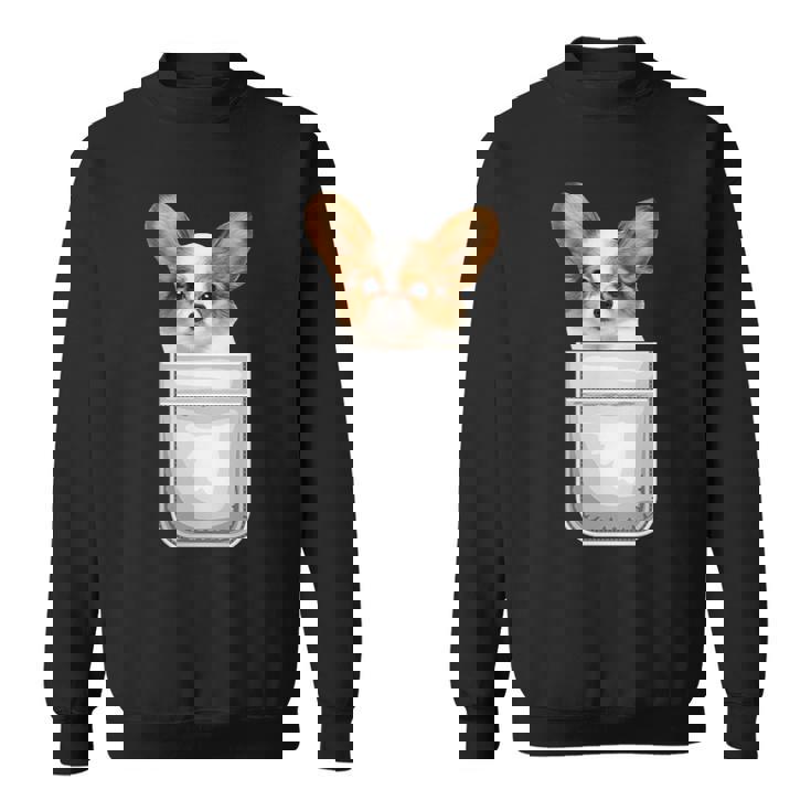 Papillon パピヨン 子犬 ポケットの中の犬 スウェットシャツ