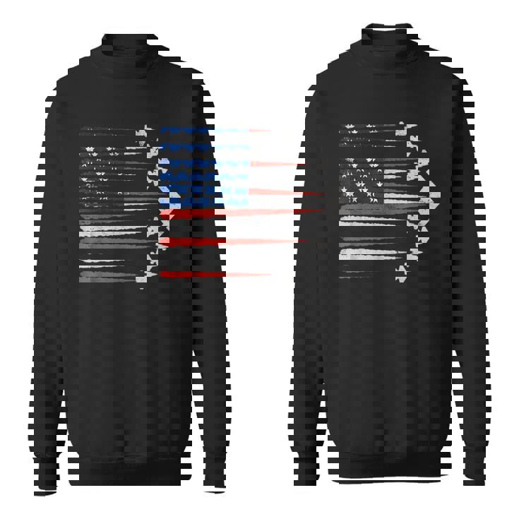 Patriotic Fighter Jets Usa Flag Red White & Blue 4Th Of July Sweatshirt