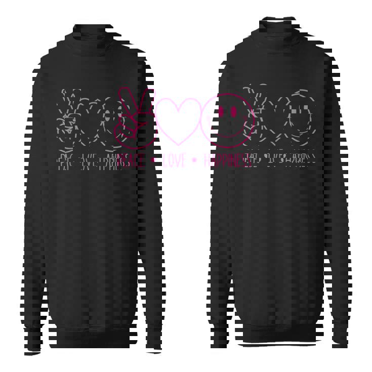 Peace Love Happiness シャツ ハッピーフェイス スマイルフェイス ヒッピー スウェットシャツ