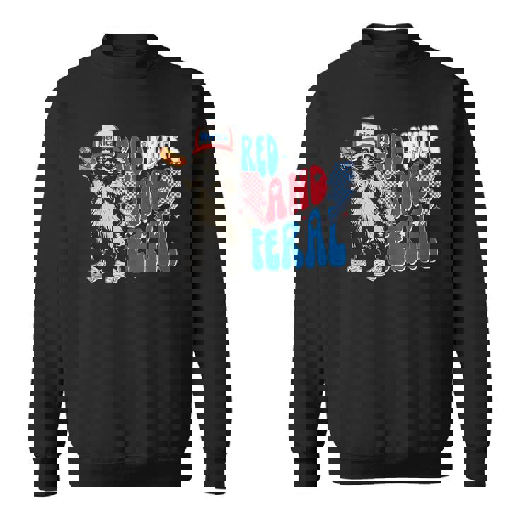 Red White And Feral Raccoon 4Th Of-July Sweatshirt