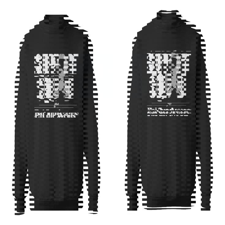 Support Squad Brain Tumor Awareness Brain Cancer Gray Ribbon Sweatshirt