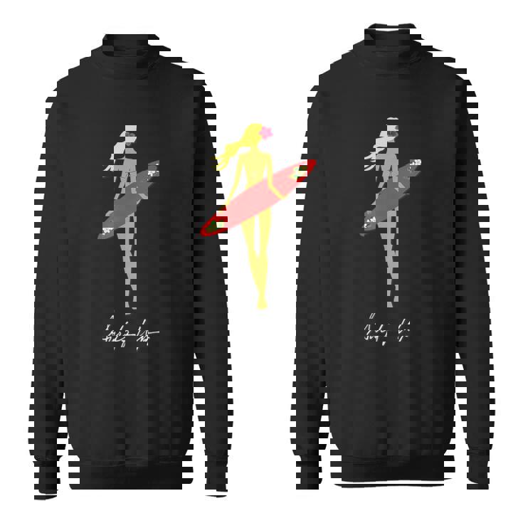 Surfs Up トロピカルブロンドサーファーガール スウェットシャツ