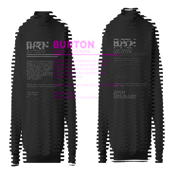 Team Burton 姓 誕生日や家族の集まりに スウェットシャツ