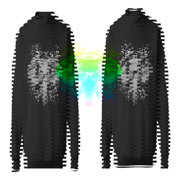 Trippy Dj Cadeau Pour Ravers Techno House Éléphant Psychédélique Sweater e