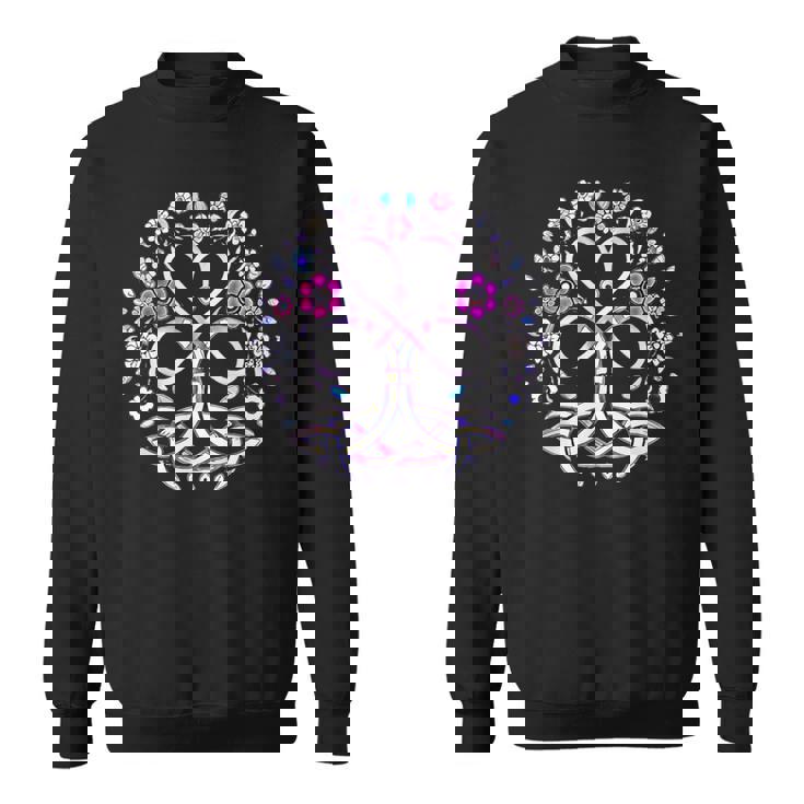 Triquetta ケルティック 保護ルーン 花とハート スウェットシャツ