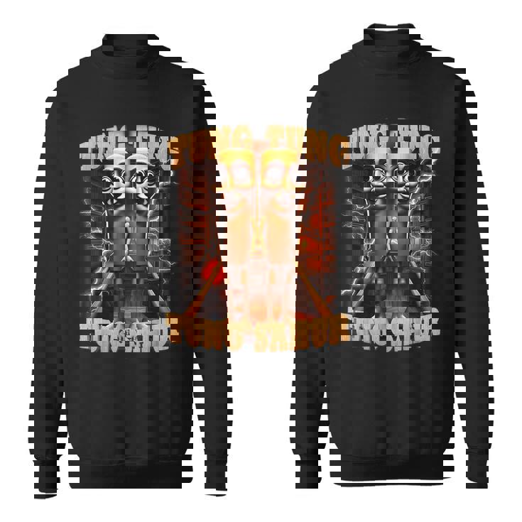 Tung Tungahur 面白い イタリアン ブレイン ミーム トゥン トゥン サフール スウェットシャツ