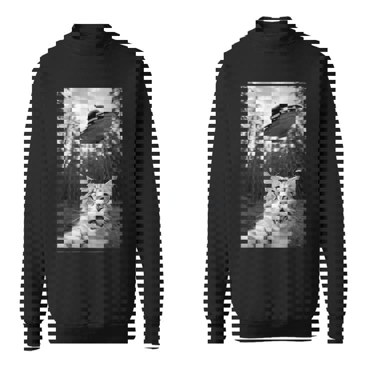 Ufoエイリアンと面白い猫の自撮り。 スウェットシャツ