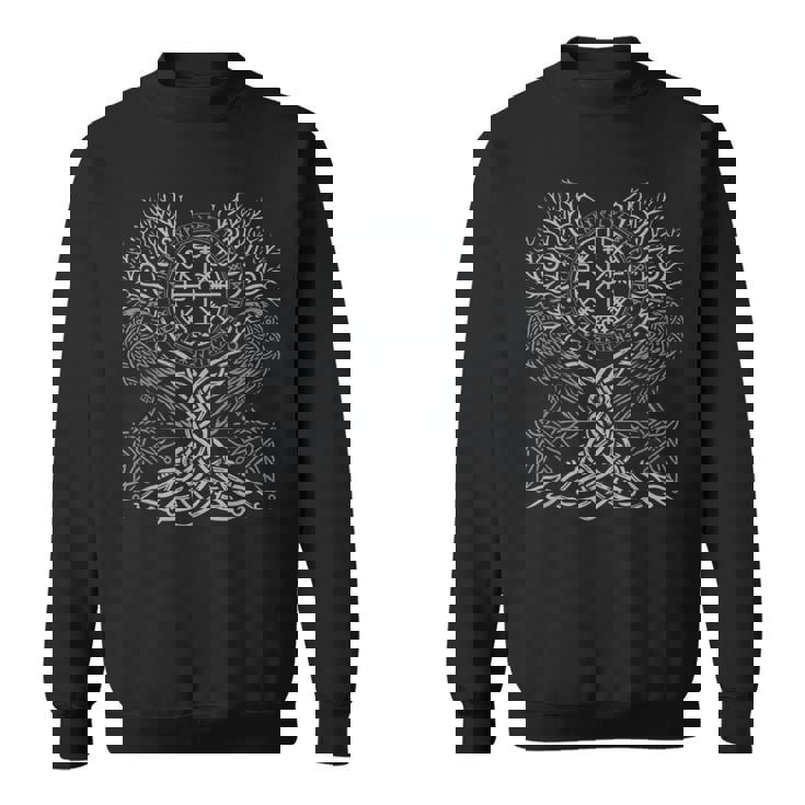 Walhalla Raven Ravens Odins ルーン文字 生命の樹 バイキング スウェットシャツ