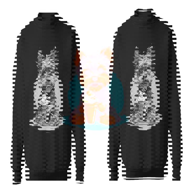 Yorkie Dog アニメ アイスクリームを食べる 夏 かわいい スウェットシャツ