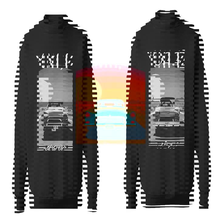 Yuma Az レトロハイウェイ ノスタルジック ヴィンテージカーデザイン スウェットシャツ