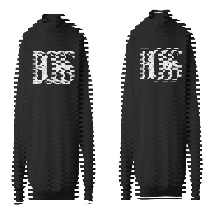 「The Real Boss」メンズ&レディース アンティーク調グラフィックtシャツ スウェットシャツ