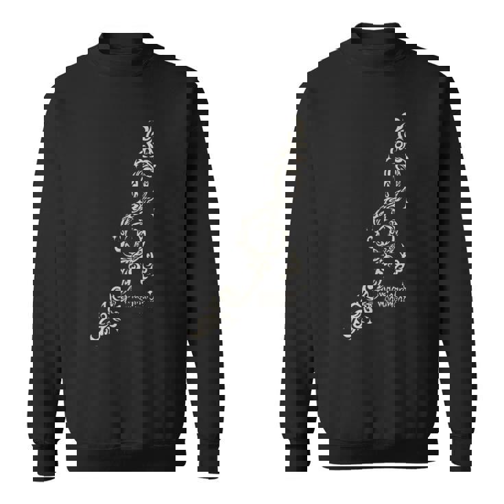 【ト音記号】音楽 ト音記号 イラスト トライバル風 メンズ レディース キッズ お揃いコーデ 丸襟 スウェットシャツ