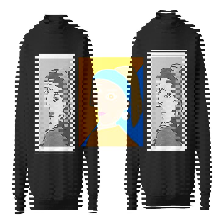 【ピカソ風】真珠の耳飾りの少女／フェルメール（パロディ）【世界の名画】面白い 美術館アート スウェットシャツ