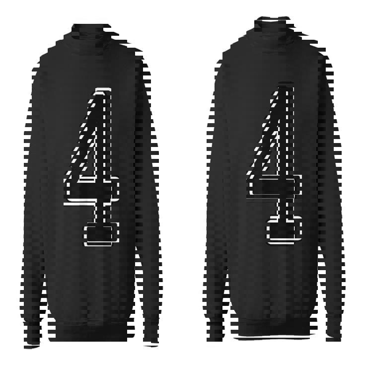 【両面プリント・表裏】4 数字 背番号・胸 ユニフォーム ナンバー【ブラック／黒の文字】スポーツ 部活 チーム 野球 スウェットシャツ