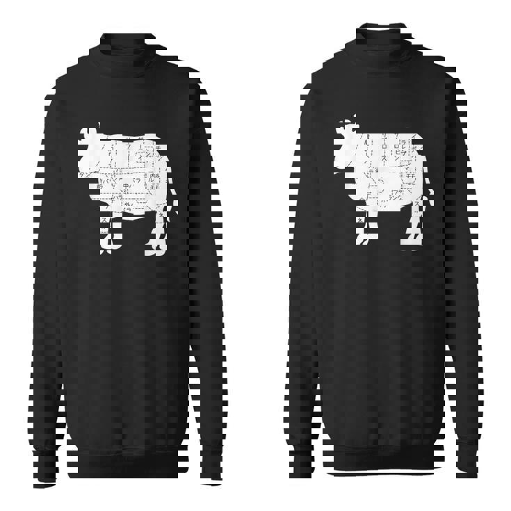 【牛肉部位】肉の部位 牛 うし 和牛 焼肉 牛丼 定食 部位 しゃぶしゃぶ すき焼き おもしろ 面白い ネタ ウケ狙い スウェットシャツ