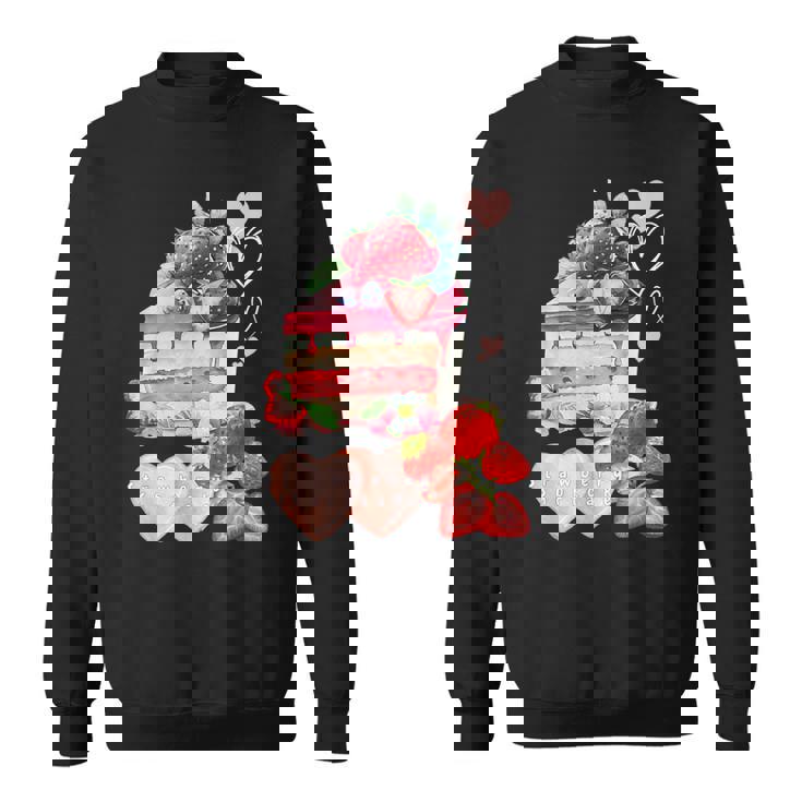 いちご ショートケーキ スイーツ デザート かわいい 春 お菓子、おしゃれ、パティシエ、ハート、カジュアル スウェットシャツ