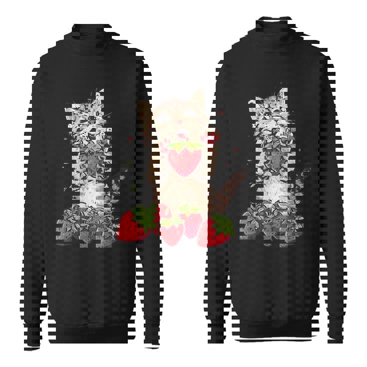 いちご 猫 いちご フルーツ ネコ アニマル プリント 図面 スウェットシャツ