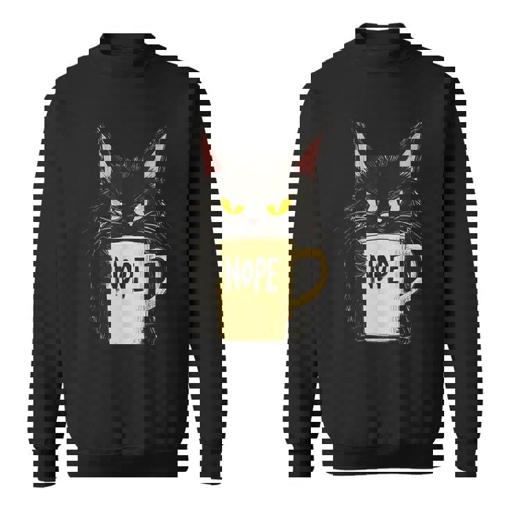 おかしな猫 コーヒーマグと黒猫 Nope スウェットシャツ