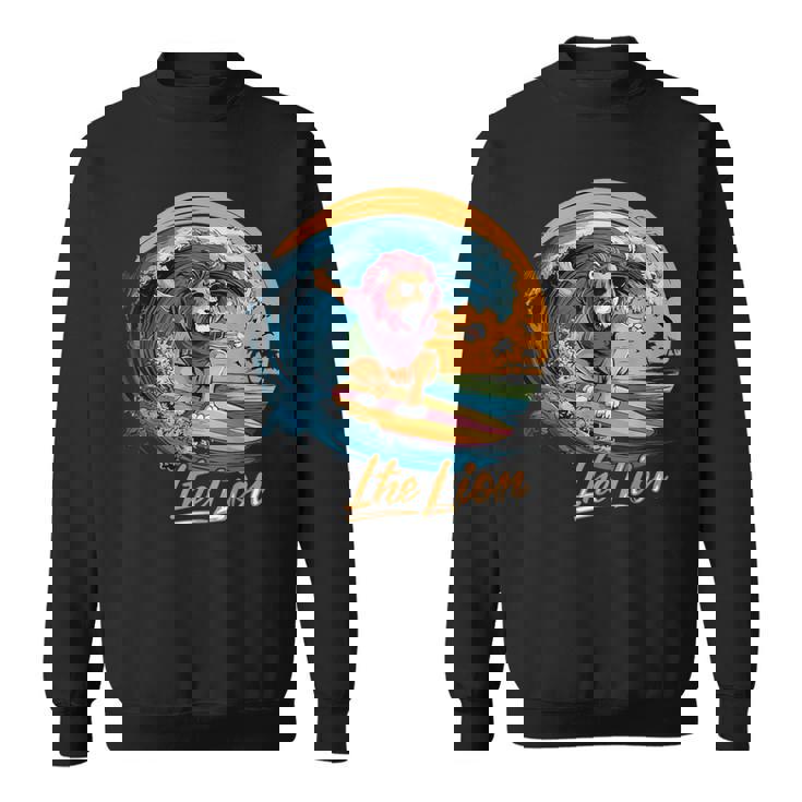 おもしろい ライオン サーフィン ライオン スポーツ サーファー 動物 恋人 夏 スウェットシャツ