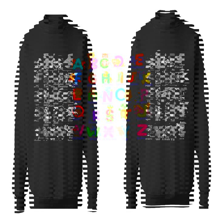 おもしろアルファベット動物新学期abc学習ギフト スウェットシャツ