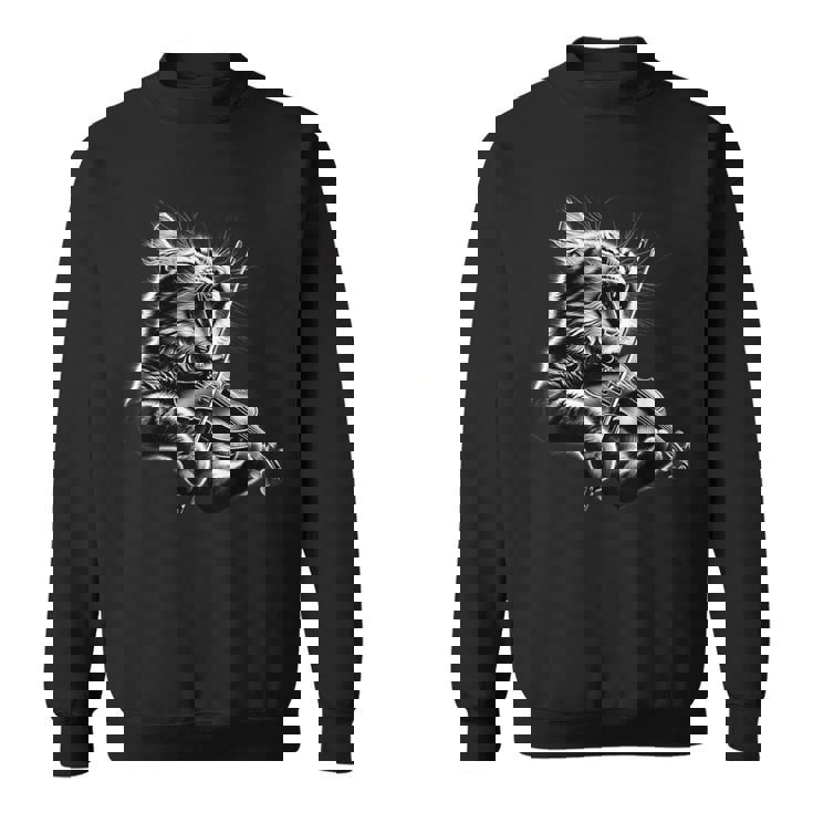 おもしろオーケストラ ミュージシャン バイオリニスト ロックキャット 演奏 バイオリン スウェットシャツ