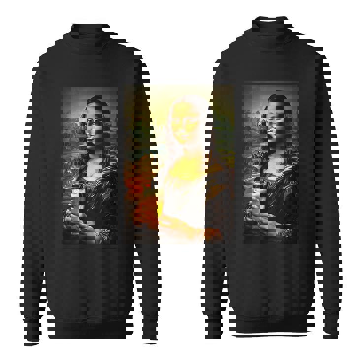 おもしろビールモナリザ絵画アートママパパ。 スウェットシャツ